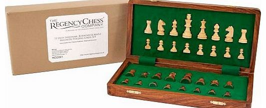 12 Inch Sheesham, Boxwood and Maple Magnetic Folding Chess Set