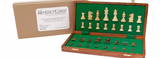 The Regency Chess Co Ltd 14 Inch Sheesham, Boxwood and Maple Magnetic Folding Chess Set
