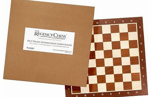 The Regency Chess Company 19`` Inlaid wooden chess board. Alpha numeric No. 5