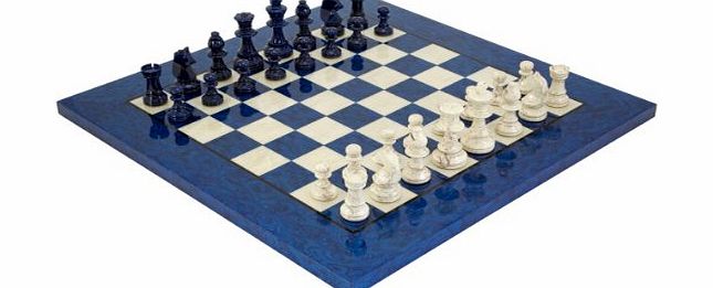The Regency Chess Company Classic Blue Erable Staunton Chess Set