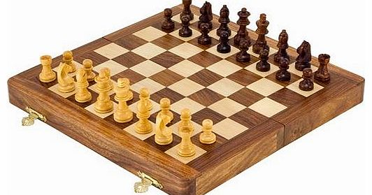Exotic Hardwood 10 Inch Folding Magnetic Travel Chess Set