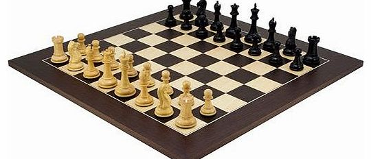 Oxford Series Ebonised Chessmen with 21.7 in. Deluxe Wenge Board