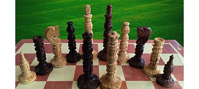 The Regency Chess Company Tower Series Carved Sheesham and Boxwood Chess Pieces