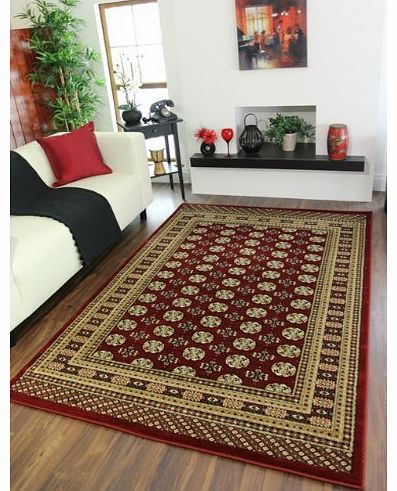 The Rug House Burgundy Red Traditional Living Room Rug 0205-Red Westbury - 110 cm x 160 cm (37`` x 53``)