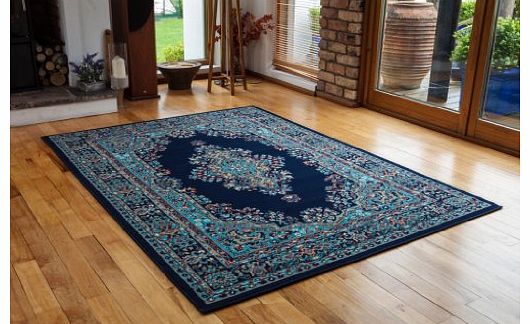 The Rug House Navy Blue Vintage Style Design Living Room Rug - 4 Sizes Available