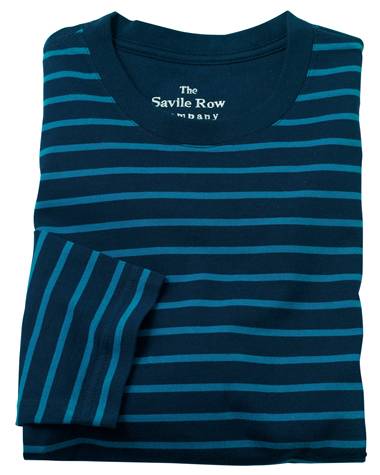 Navy Blue Stripe Long Sleeve T-Shirt MTS610NAB