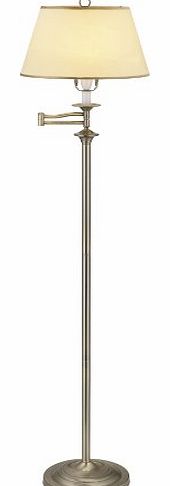 The Shade Boutique Belfry Swing Arm Floor Lamp, Antique Brass finish supplied complete with Parchment shade