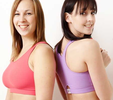 the Super Sportbra - Supplex Coolmax modelled by Rebecca and Rachael rope skipping champs