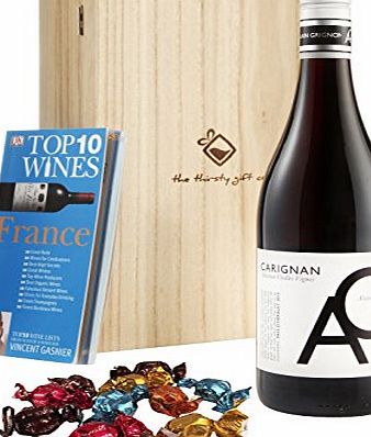 The Thirsty Gift Co Luxury Wine Gift Set - Regional Wine and Top 10 Wine Guide Presented in Luxury Gift Box (France)