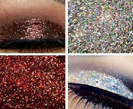 THEBEAUTYBOXBOUTIQUE Glitter Eyes Duo Set 14 - Silver amp; Coffee Holographic Eye Shadow Fixing gel Long Lasting