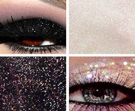 THEBEAUTYBOXBOUTIQUE Glitter Eyes Duo Set 9 - Blackamp; Clear Holographic Eye Shadow Fixing gel Long Lasting