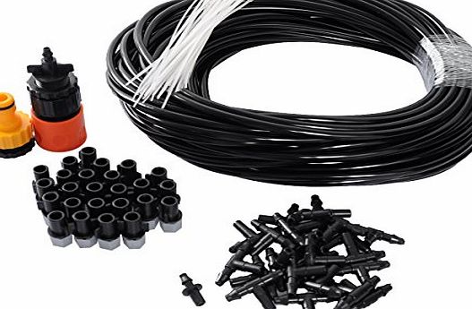 theBlueStone 82FT DIY Mist Cooling System for Garden Greenhouse Watering Outdoor Patio Home with 25PCS Plastic Mist Nozzle