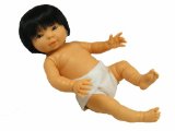 Tiny Babies Oriental Baby Girl Doll With Hair 34cm NEW