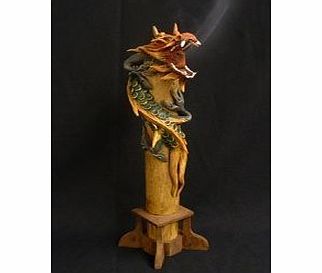 TheGermanMarket.co.uk Dragon Incense Burner, handmade from Bamboo and wood shavings - Vertical Smoking Dragon