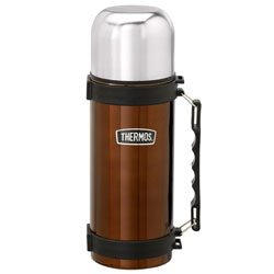 thermos Heritage Steel Flask with Handle 1 Litre Brown