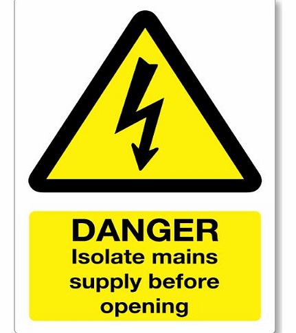 Danger Isolate Mains Health & Safety Sticker - Electrical Warning 13.5cm x 9.5cm