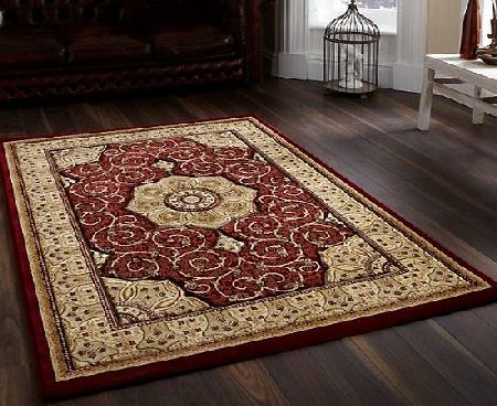 Think Rugs Heritage 4400 Traditional Hand Carved Rug, Red, 160 x 230 Cm