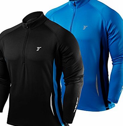 Thorogood Sports Winter Run Mens Half-Zip Long Sleeve Running Top - Blue Large