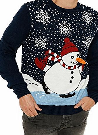 Threadbare Light Up 3D Christmas Jumpers - Skating Snowman - Midnight - Large