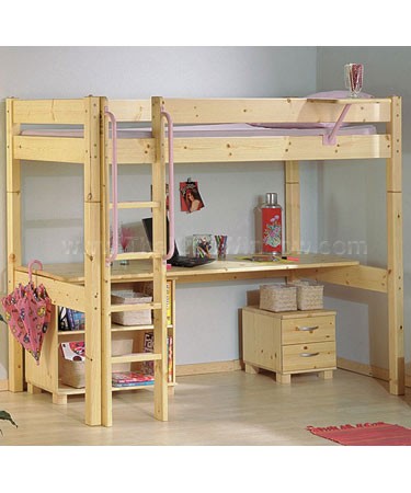 HIGH SLEEPER WITH DESK & BOOKCASE