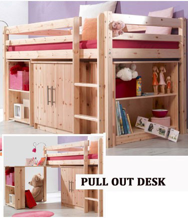 Thuka HIT Cabin Bed with Cabinet Desk and optional Bookcase