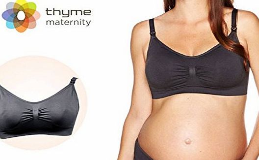 Thyme Utopya (TM) Seamless nursing maternity Underwear bra Pregnancy Breastfeeding Convenient removable pads comfortable drop cup for Nude , Black , Baby Pink (XL (Xtra Large), Black)