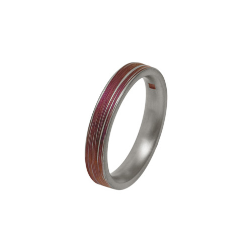 4mm Pink Groove Ring in Titanium by Ti2