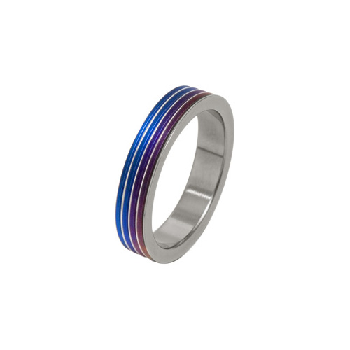 4mm Rainbow Groove Ring in Titanium by Ti2