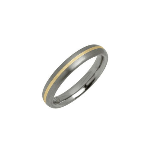 4mm Titanium Court Band Ring With 18 Ct Yellow Gold Inlay by Ti2