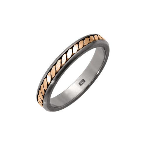 4mm Titanium Weave Ring With 9 Ct Rose Gold Inlay By Ti2