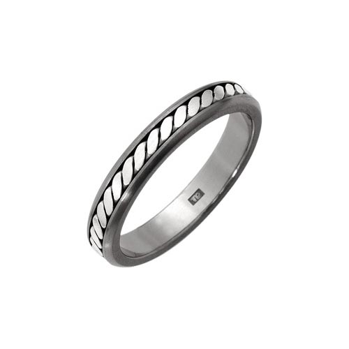 4mm Titanium Weave Ring With Silver Inlay By Ti2