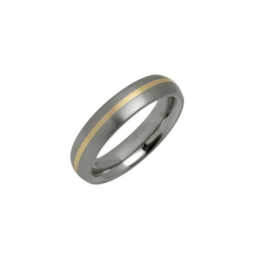 5mm Titanium Court Band Ring With 18 Ct Yellow Gold Inlay by Ti2