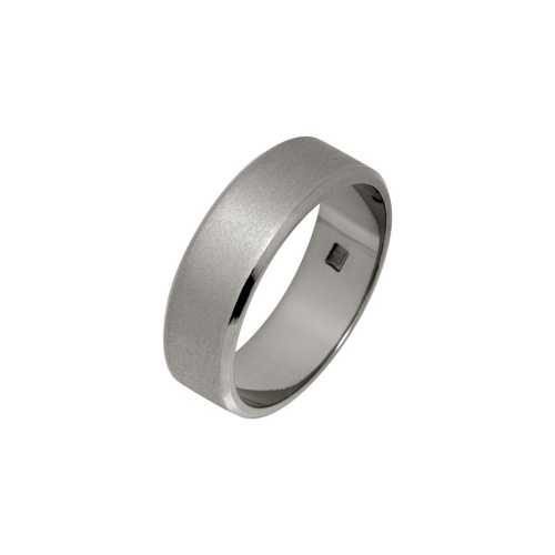 6mm Flat Bevelled Textured Ring in Titanium by Ti2