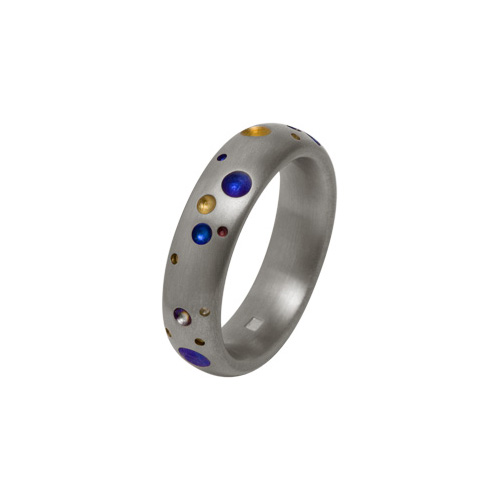 6mm Multi Coloured Speckle Ring in Titanium by Ti2