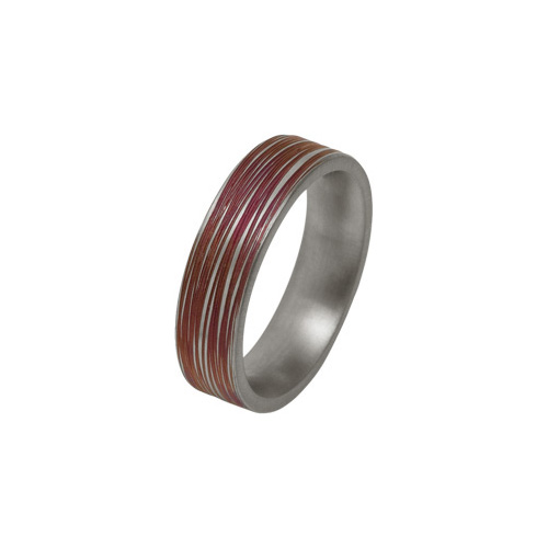 6mm Pink Groove Ring in Titanium by Ti2
