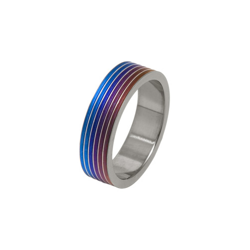6mm Rainbow Groove Ring in Titanium by Ti2
