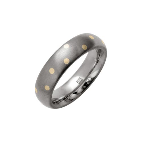 6mm Titanium Speckle Dot Ring With 18 Ct Gold Inlay By Ti2