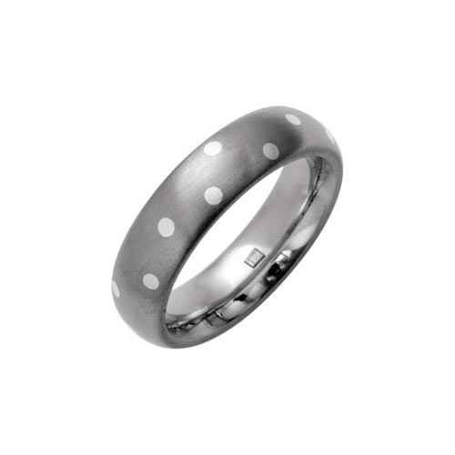 6mm Titanium Speckle Dot Ring With Silver Inlay By Ti2