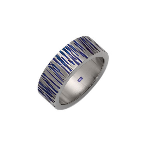 8mm Blue Grain Ring in Titanium by Ti2