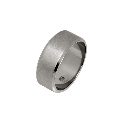 8mm Flat Bevelled Textured Ring in Titanium by Ti2