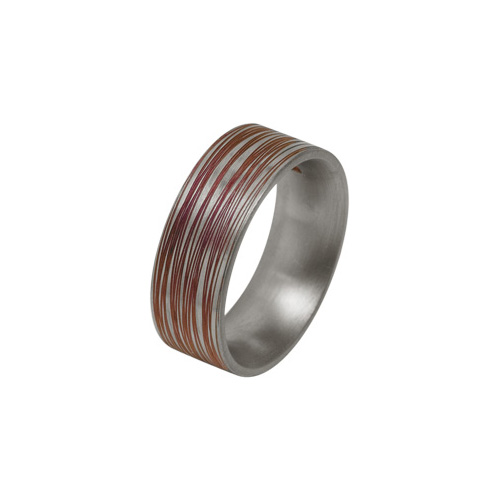 8mm Pink Groove Ring in Titanium by Ti2