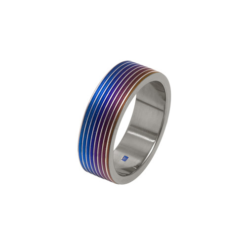 8mm Rainbow Groove Ring in Titanium by Ti2
