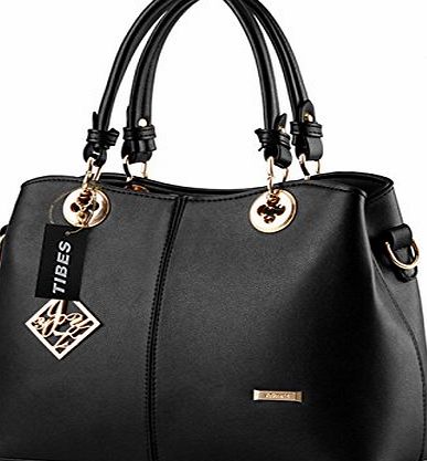 Tibes Ladies PU Leather Handbag with Shoulder Strap Black