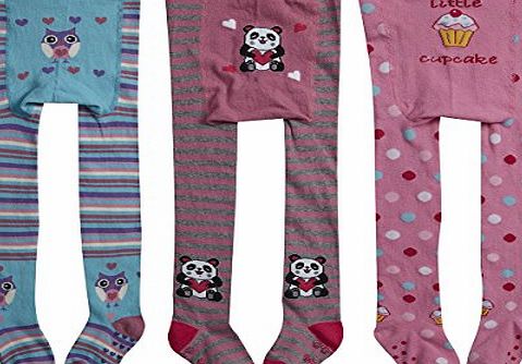 Tick Tock  Baby Babies Girls Design Tights Panel Cotton Rich Printed Warm Comfy
