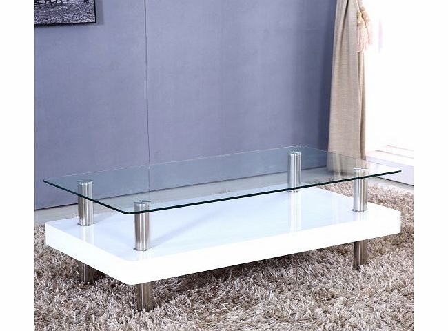 Tiffany Two Tier Glass Top Coffee Table in High