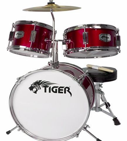Tiger Music Tiger 3 Piece Junior Drum Kit - Red