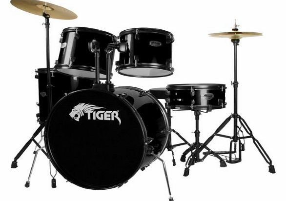Tiger Music Tiger 5 Piece Drum Kit - Black