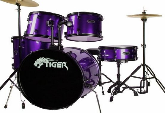 Tiger Music Tiger 5 Piece Drum Kit - Purple