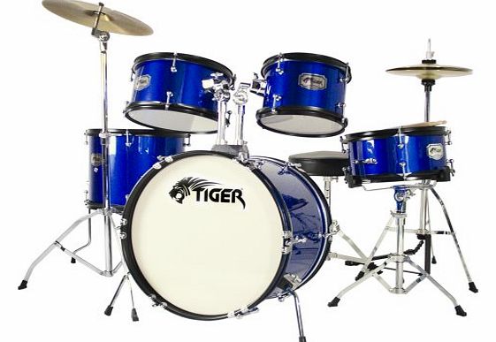 Tiger Music Tiger 5 Piece Junior Drum Kit - Blue