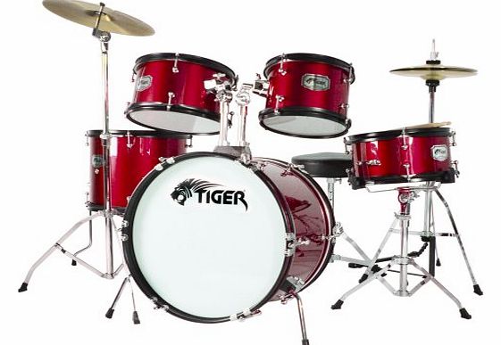 Tiger Music Tiger 5 Piece Junior Drum Kit - Red